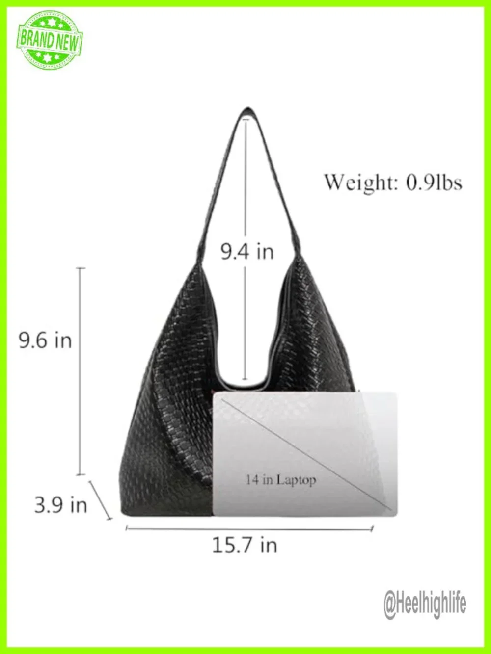 Woven Hobo Tote Bag with Detachable Pouch - Vegan Leather